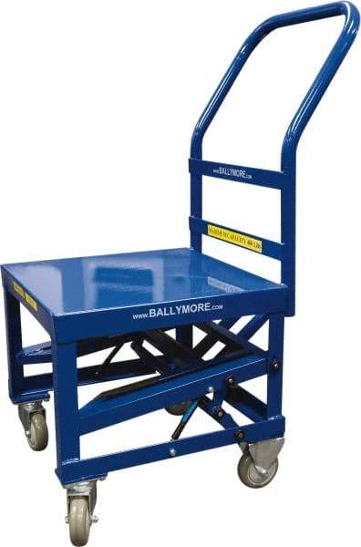 Ballymore - 400 Lb Capacity, 20" Wide x 27" Long x 42" High Mobile Cart - 1 Shelf, Steel, 2 Rigid/2 Swivel Casters - Eagle Tool & Supply