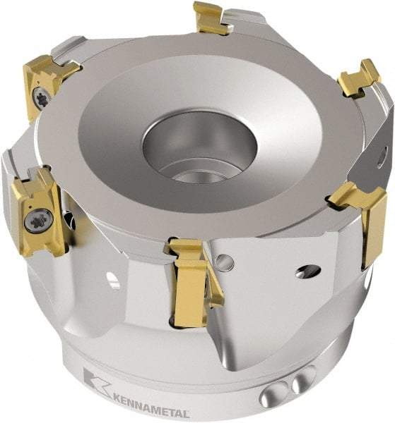 Kennametal - 1-1/4" Cut Diam, 11mm Max Depth of Cut, 2.715" OAL, Indexable Square Shoulder End Mill - LNGU110408SRGE Inserts, M16 Modular Connection, 0° Lead Angle, Through Coolant, Series Mill 4-11 - Eagle Tool & Supply