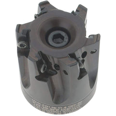 Kennametal - 6 Inserts, 1-1/2" Cut Diam, 1/2" Arbor Diam, 11mm Max Depth of Cut, Indexable Square-Shoulder Face Mill - 0° Lead Angle, 40mm High, LNGU110408SRGE Insert Compatibility, Through Coolant, Series Mill 4-11 - Eagle Tool & Supply