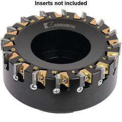 Kennametal - 18 Inserts, 160mm Cut Diam, 40mm Arbor Diam, 4.6mm Max Depth of Cut, Indexable Square-Shoulder Face Mill - 0° Lead Angle, 63mm High, KSDR100031E1W4S Insert Compatibility, Series KBDM - Eagle Tool & Supply