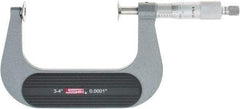 SPI - 3 to 4", Ratchet Stop Thimble, Mechanical Disc Micrometer - 0.0002" Accuracy, 0.79" Disc, 0.0001" Resolution, 0.31" Spindle Diam, Steel Face, NIST Traceability Certification Included - Eagle Tool & Supply
