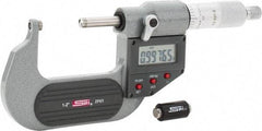 SPI - Electronic, 1 to 2" Measurement, Painted Finish Carbide Face Ball Anvil Micrometer - 0.00005" Graduation, Ratchet Stop Thimble - Eagle Tool & Supply