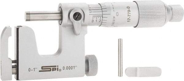SPI - 0 to 1 Inch Range, Carbide Face, Chrome Plated Mechanical Multi Anvil Micrometer - Ratchet Stop Thimble, 0.0001" Graduation, 0.0001" Accuracy - Eagle Tool & Supply