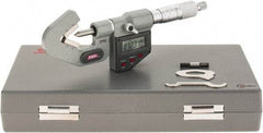SPI - 0.04 to 0.6 Inch Measurement, 3 Flutes Measured, Ratchet Stop Thimble, Electronic V Anvil Micrometer - 0.0001 Inch Accuracy, Carbide Face - Eagle Tool & Supply