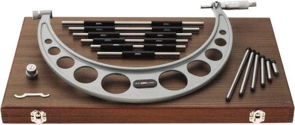 SPI - Mechanical, 6 to 12 Range, Carbide Face Interchangeable Anvil Micrometer - 0.0003" Accuracy, 0.0001" Graduation - Eagle Tool & Supply