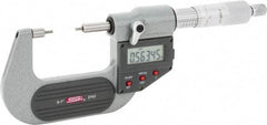 SPI - 0 to 1 Inch, 1.26 Inch Throat Depth, Electronic Spline Micrometer - 0.0001 Inch Accuracy, 0.00005 Inch Graduation, 0.25 Inch Spindle Diameter, 2mm Head Diameter, Ratchet Stop Thimble, Data Output - Eagle Tool & Supply