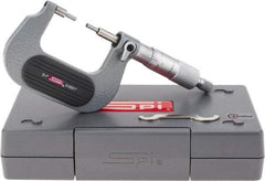 SPI - 0 to 1 Inch, 1.26 Inch Throat Depth, Mechanical Spline Micrometer - 0.0001 Inch Accuracy, 0.0001 Inch Graduation, 0.25 Inch Spindle Diameter, 3mm Head Diameter, Ratchet Stop Thimble - Eagle Tool & Supply