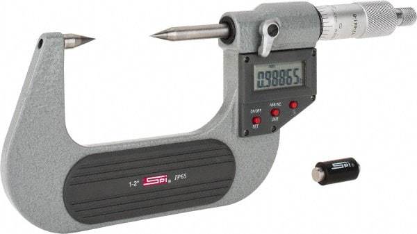 SPI - 1 to 2 Inch, Ratchet Stop, Electronic Point Micrometer - Accurate up to 0.0002 Inch, 30° Point Angle - Eagle Tool & Supply