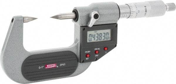 SPI - 1 Inch, Ratchet Stop, Electronic Point Micrometer - Accurate up to 0.0001 Inch, 30° Point Angle - Eagle Tool & Supply