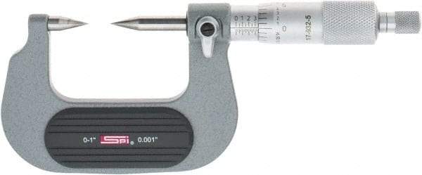 SPI - 1 Inch, Ratchet Stop, Mechanical Point Micrometer - Accurate up to 0.0001 Inch, 30° Point Angle - Eagle Tool & Supply