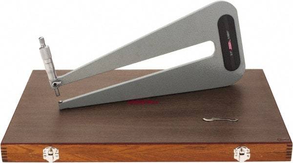 SPI - 0 to 1" Range, 0.0001" Graduation, Mechanical Outside Micrometer - Ratchet Stop Thimble, 12" Throat Depth, Accurate to 0.0003" - Eagle Tool & Supply