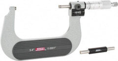 SPI - 3 to 4" Range, 0.0001" Graduation, Mechanical Outside Micrometer - Ratchet Stop Thimble, 2-1/4" Throat Depth, Accurate to 0.0002", Digital Counter - Eagle Tool & Supply