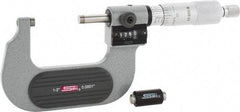 SPI - 1 to 2" Range, 0.0001" Graduation, Mechanical Outside Micrometer - Ratchet Stop Thimble, 1.26" Throat Depth, Accurate to 0.0002", Digital Counter - Eagle Tool & Supply