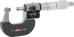 SPI - 0 to 1" Range, 0.0001" Graduation, Mechanical Outside Micrometer - Ratchet Stop Thimble, 0.95" Throat Depth, Accurate to 0.0001", Digital Counter - Eagle Tool & Supply