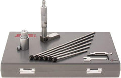 SPI - 0 to 6" Range, 6 Rod, Mechanical Depth Micrometer - Ratchet Stop Thimble, 2-1/4" Base Length, 0.001" Graduation, 4.5mm Rod Diam - Eagle Tool & Supply