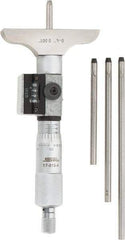 SPI - 0 to 4" Range, 4 Rod, Mechanical Depth Micrometer - Ratchet Stop Thimble, 2-1/2" Base Length, 0.001" Graduation, 4.5mm Rod Diam - Eagle Tool & Supply