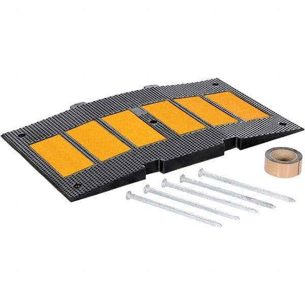 Vestil - 20-5/16" Long x 35-1/4" Wide x 2-7/16" High, Rubber Speed Hump - Black - Eagle Tool & Supply