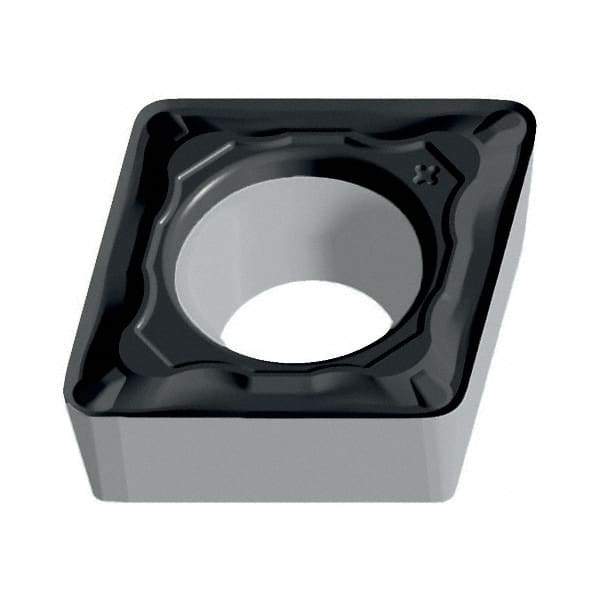 Walter - CCMT32.51 PF Grade WPP01 Carbide Turning Insert - TiCN/Al2O3/TiN Finish, 80° Diamond, 3/8" Inscr Circle, 5/32" Thick, 1/64" Corner Radius - Eagle Tool & Supply