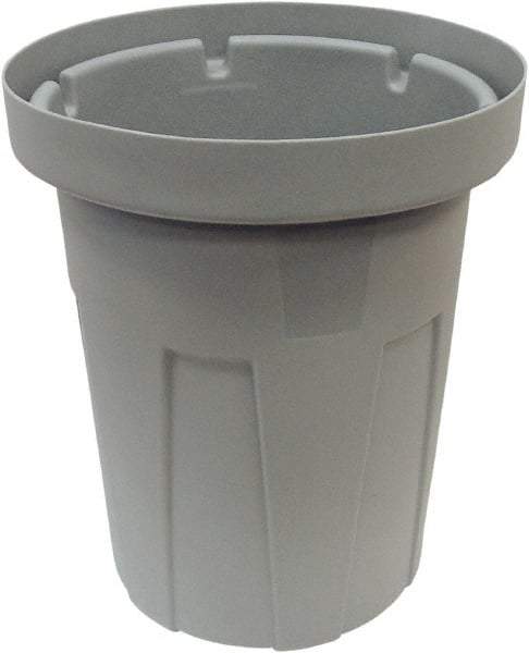 Made in USA - 40 Gal Gray Round Trash Can - Polyethylene, None Graphic, Lid Not Included - Eagle Tool & Supply