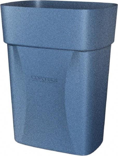 Made in USA - 14 Qt Blue Rectangle Trash Can - Polyethylene, None Graphic, Lid Not Included - Eagle Tool & Supply