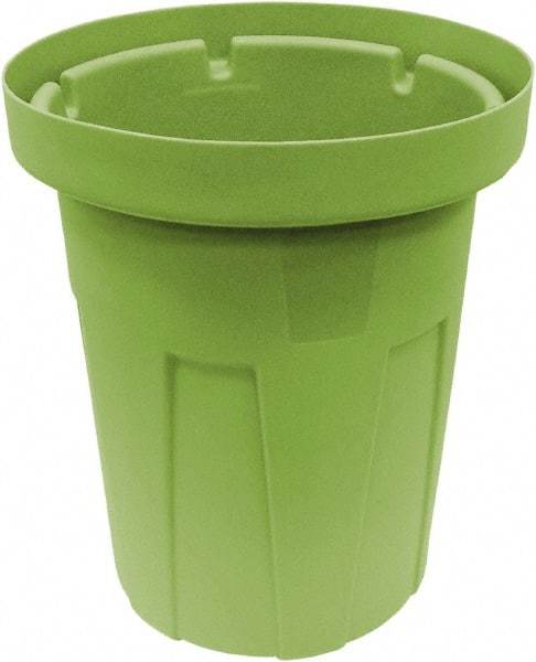 Made in USA - 50 Gal Green Round Trash Can - Polyethylene, None Graphic, Lid Not Included - Eagle Tool & Supply