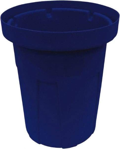 Made in USA - 40 Gal Blue Round Trash Can - Polyethylene, None Graphic, Lid Not Included - Eagle Tool & Supply