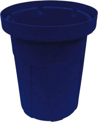 Made in USA - 30 Gal Blue Round Trash Can - Polyethylene, None Graphic, Lid Not Included - Eagle Tool & Supply