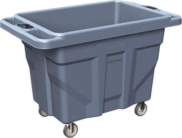 Made in USA - 1,000 Lb Load Capacity, 18.67 Cu Ft, 15 Bushels, 0.67 Cu Yd, Polyethylene Delivery Cart - 53" Wide x 31" Long x 38" High, Blue - Eagle Tool & Supply