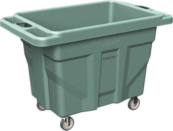Made in USA - 1,000 Lb Load Capacity, 18.67 Cu Ft, 15 Bushels, 0.67 Cu Yd, Polyethylene Delivery Cart - 53" Wide x 31" Long x 38" High, Green - Eagle Tool & Supply