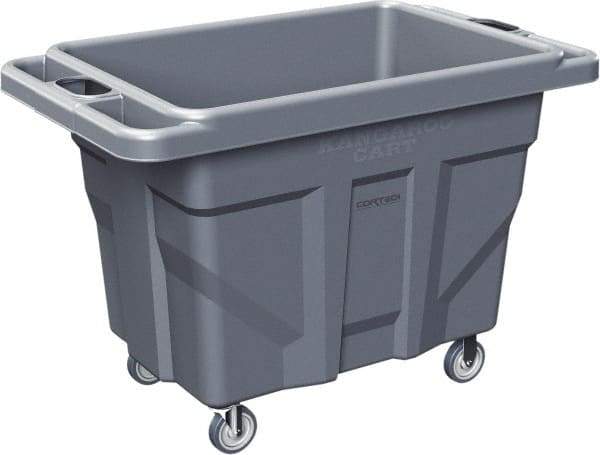 Made in USA - 1,000 Lb Load Capacity, 18.67 Cu Ft, 15 Bushels, 0.67 Cu Yd, Polyethylene Delivery Cart - 53" Wide x 31" Long x 38" High, Blue/Gray - Eagle Tool & Supply