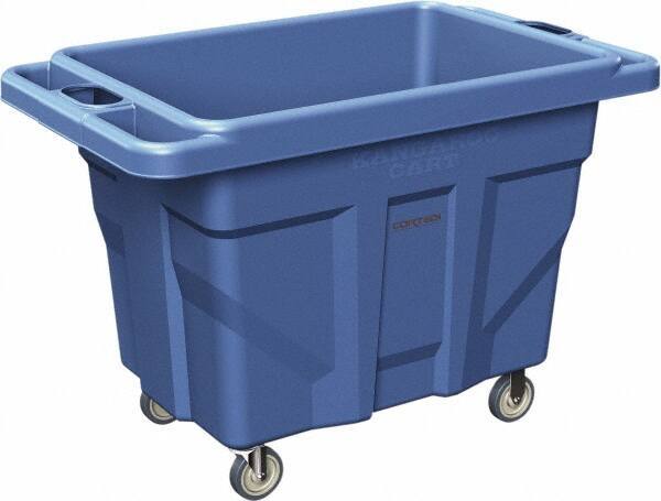 Made in USA - 1,000 Lb Load Capacity, 18.67 Cu Ft, 15 Bushels, 0.67 Cu Yd, Polyethylene Delivery Cart - 53" Wide x 31" Long x 38" High, Blue - Eagle Tool & Supply