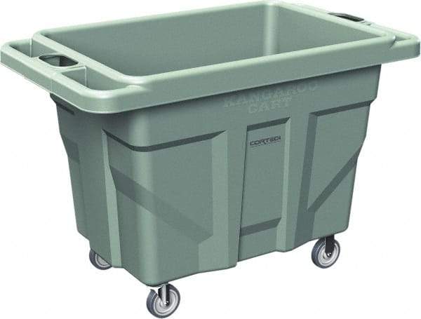 Made in USA - 1,000 Lb Load Capacity, 18.67 Cu Ft, 15 Bushels, 0.67 Cu Yd, Polyethylene Delivery Cart - 53" Wide x 31" Long x 38" High, Green - Eagle Tool & Supply