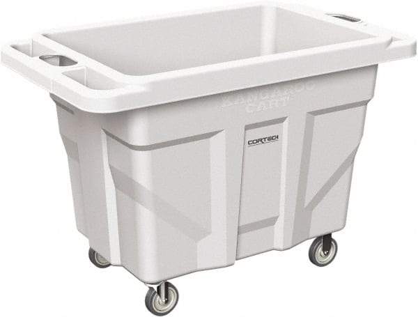 Made in USA - 1,000 Lb Load Capacity, 18.67 Cu Ft, 15 Bushels, 0.67 Cu Yd, Polyethylene Delivery Cart - 53" Wide x 31" Long x 38" High, White - Eagle Tool & Supply