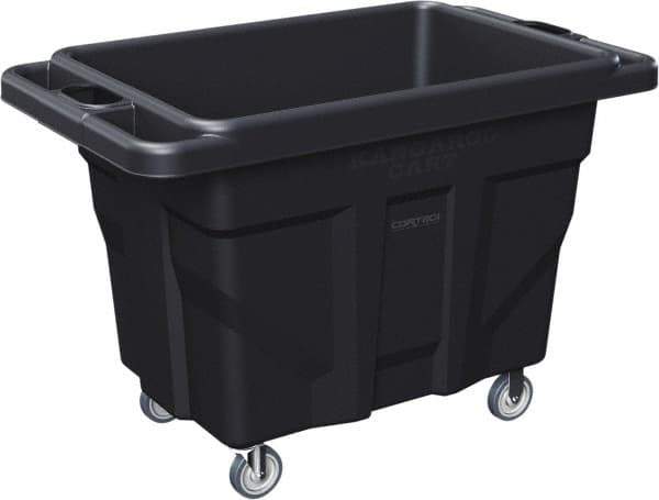 Made in USA - 1,000 Lb Load Capacity, 18.67 Cu Ft, 15 Bushels, 0.67 Cu Yd, Polyethylene Delivery Cart - 53" Wide x 31" Long x 38" High, Black - Eagle Tool & Supply