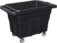 Made in USA - 1,000 Lb Load Capacity, 18.67 Cu Ft, 15 Bushels, 0.67 Cu Yd, Polyethylene Delivery Cart - 53" Wide x 31" Long x 38" High, Black - Eagle Tool & Supply