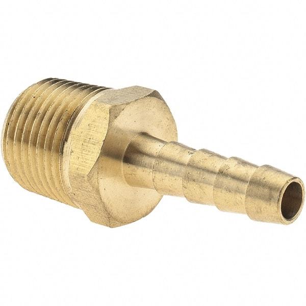 Value Collection - 3/8 NPT Thread Hose Barb x Male NPT Connector - 1/4" ID Hose, Brass - Eagle Tool & Supply