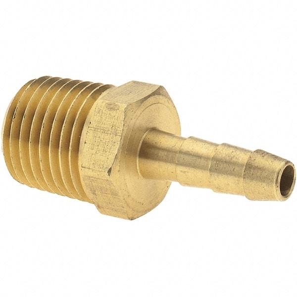 Value Collection - 1/4 NPT Thread Hose Barb x Male NPT Connector - 3/16" ID Hose, Brass - Eagle Tool & Supply