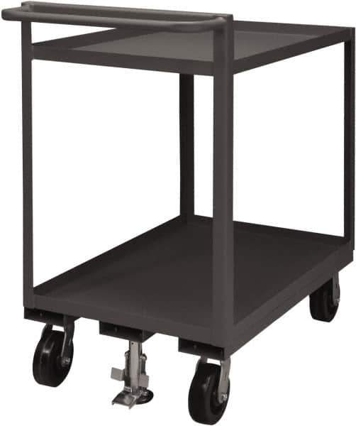 Durham - 1,500 Lb Capacity, 30" Wide x 60" Long x 41-1/16" High Service Cart - 2 Shelf, Steel, 2 Rigid/2 Swivel Casters - Eagle Tool & Supply