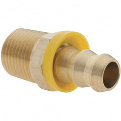 Value Collection - 1/2" ID 1/2 NPTF Barbed Push On Male Connector - Brass - Eagle Tool & Supply