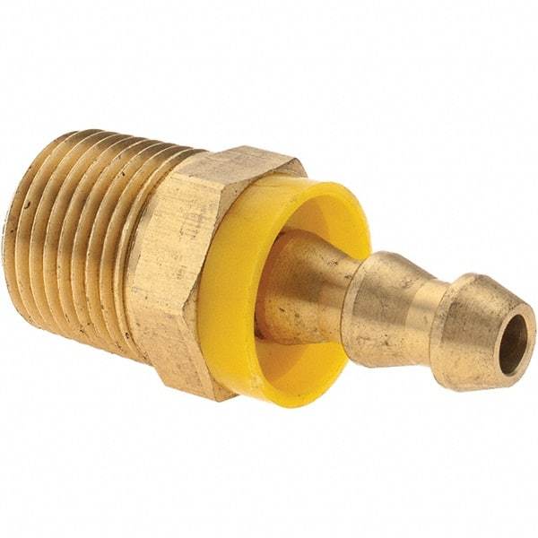 Value Collection - 1/4" ID 3/8 NPTF Barbed Push On Male Connector - Brass - Eagle Tool & Supply
