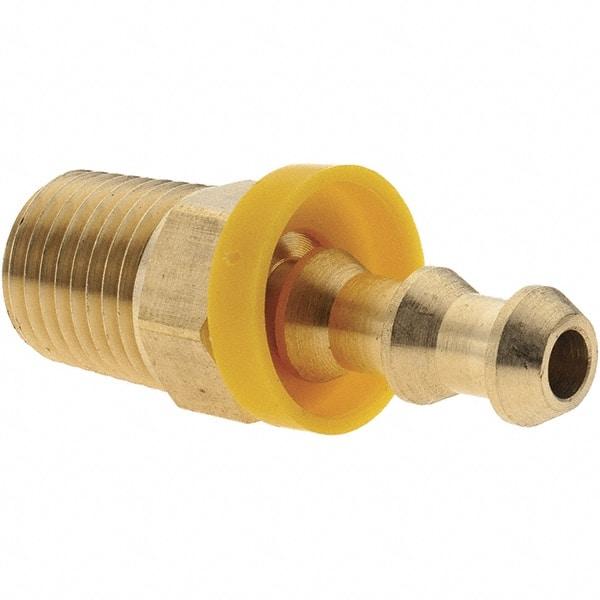 Value Collection - 1/4" ID 1/4 NPTF Barbed Push On Male Connector - Brass - Eagle Tool & Supply