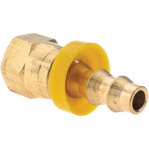 Value Collection - 1/4" ID 7/16 UNF Barbed Push On Female Connector - 1/4" OD, Brass - Eagle Tool & Supply