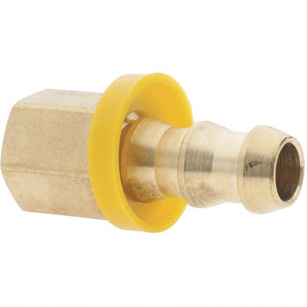 Value Collection - 3/8" ID 1/4 NPTF Barbed Push On Female Connector - 3/8" OD, Brass - Eagle Tool & Supply