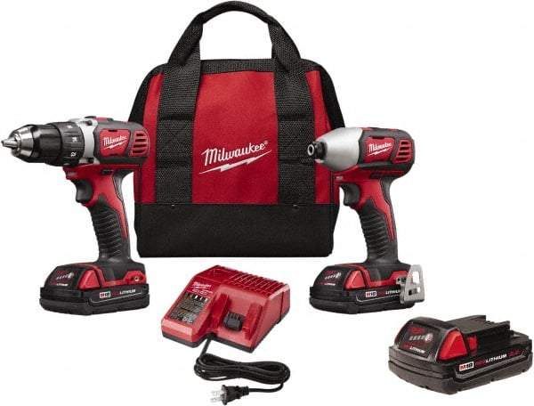 Milwaukee Tool - 18 Volt Cordless Tool Combination Kit - Includes Compact Drill/Driver & Impact Driver, Lithium-Ion Battery Included - Eagle Tool & Supply