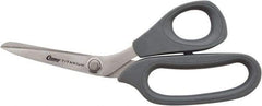 Clauss - 2-1/2" LOC, 8" OAL Stainless Steel High Leverage Scissors - Ambidextrous, Full Serrated, Glass-Filled Nylon Bent Handle, For Cutting, Kevlar - Eagle Tool & Supply