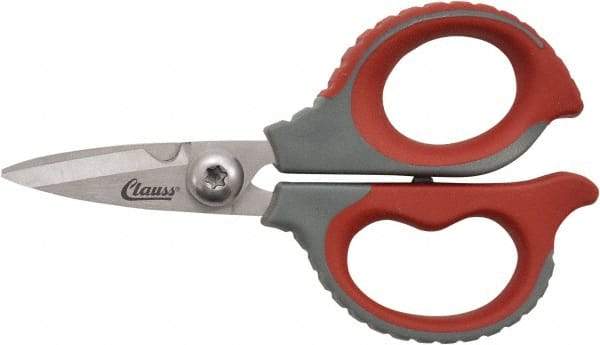 Clauss - 1/2" LOC, 6" OAL Stainless Steel High Leverage Scissors - Ambidextrous, Full Serrated, Glass-Filled Nylon Straight Handle, For Cutting, Electrical Use - Eagle Tool & Supply