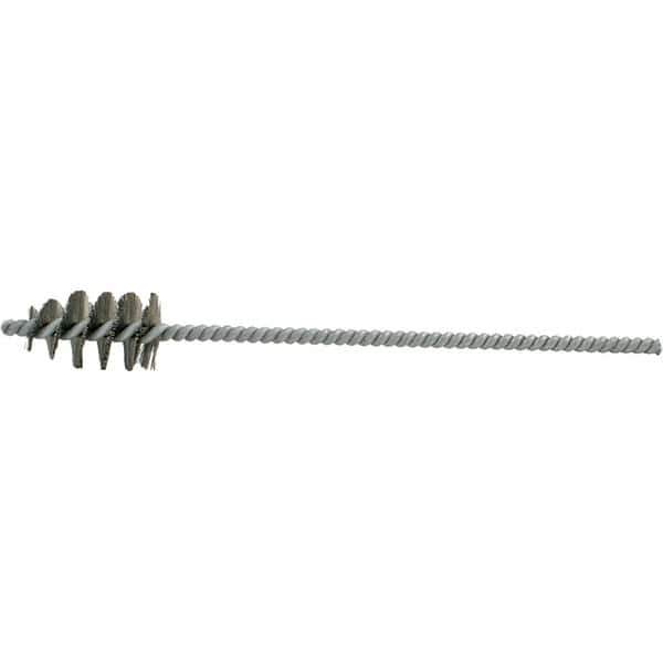 Brush Research Mfg. - 1-1/4" Diam Helical Steel Tube Brush - Single Spiral, 0.01" Filament Diam, 2-1/8" Brush Length, 10" OAL, 0.292" Diam Galvanized Steel Shank - Eagle Tool & Supply