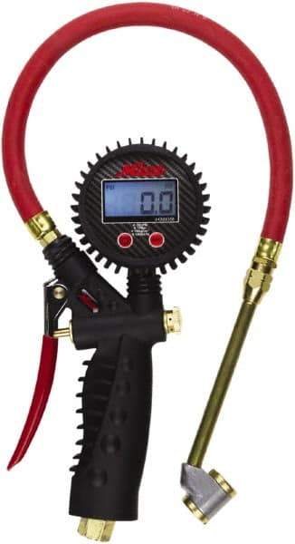 Milton - 0 to 255 psi Digital Large Bore Dual Head Tire Pressure Gauge - AAA Battery, 15' Hose Length - Eagle Tool & Supply