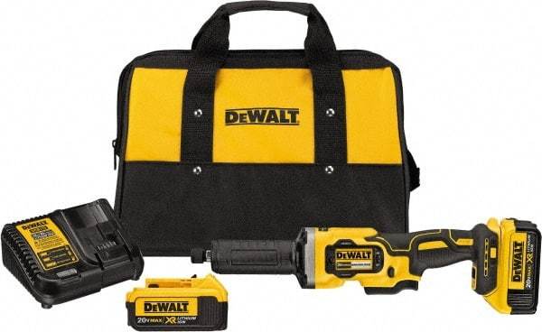 DeWALT - 1-1/2" Wheel Diam, 25,000 RPM, Cordless Angle & Disc Grinder - 1/4-20 Spindle, 20 Volts - Eagle Tool & Supply