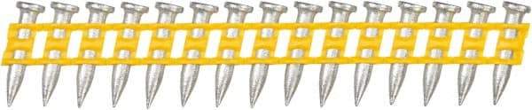 DeWALT - 9 Gauge 0.145" Shank Diam 3/4" Long Concrete Nails for Power Nailers - Steel, Zinc Finish, Smooth Shank, Angled Stick Plastic Collation, Round Head - Eagle Tool & Supply